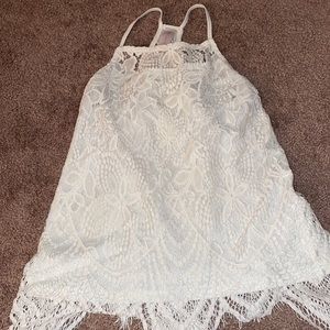 NoBo white lace spaghetti tank top